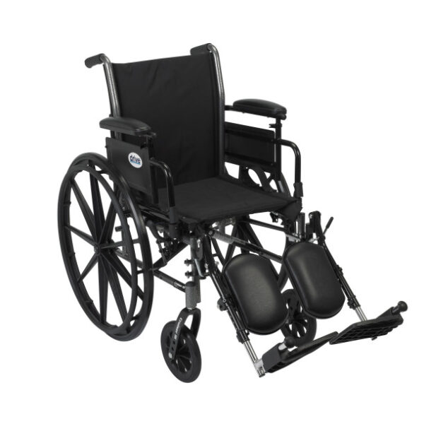 Lightweight Wheelchair Drive™ Cruiser IIII Triple Axle Full Length Arm Swing-Away Elevating Legrest Black Upholstery 18 Inch Seat Width Adult 300 lbs
