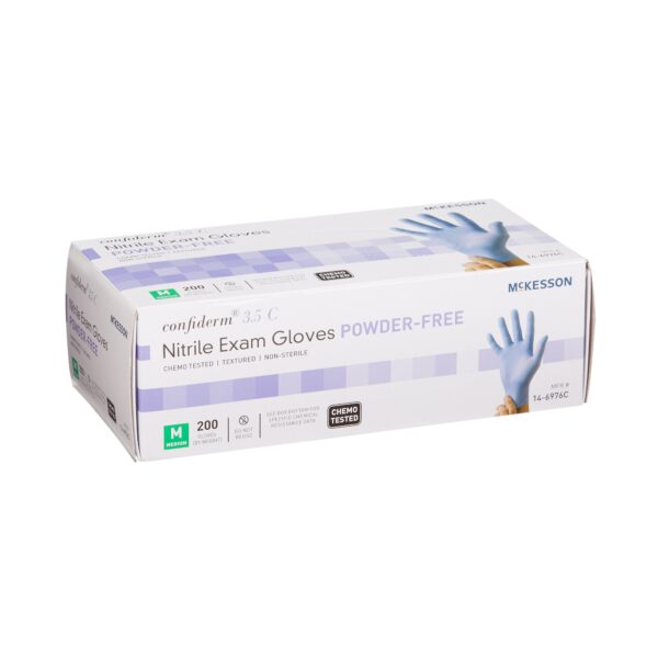 Exam Glove McKesson Confiderm® 3.5C NonSterile Nitrile Standard Cuff Length Textured Fingertips Blue Chemo Tested - Image 3